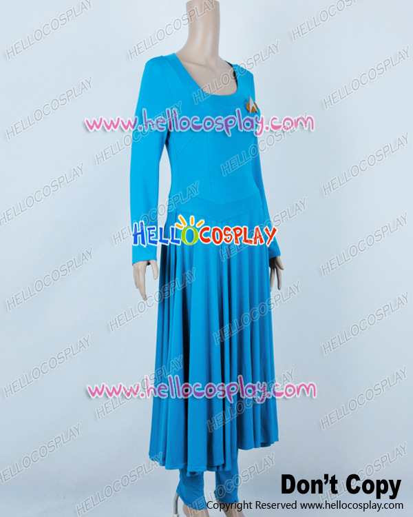 Star Trek Cosplay Commander Deanna Troi Blue Dress Costume