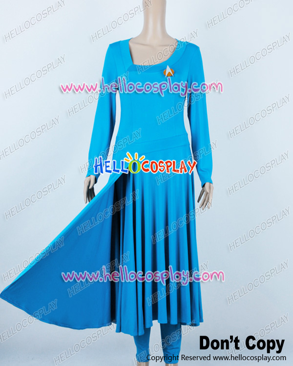 Star Trek Cosplay Commander Deanna Troi Blue Dress Costume
