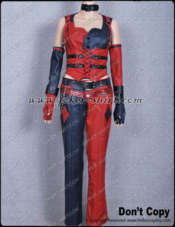 Batman Arkham City Harley Quinn Cosplay Costume Leather