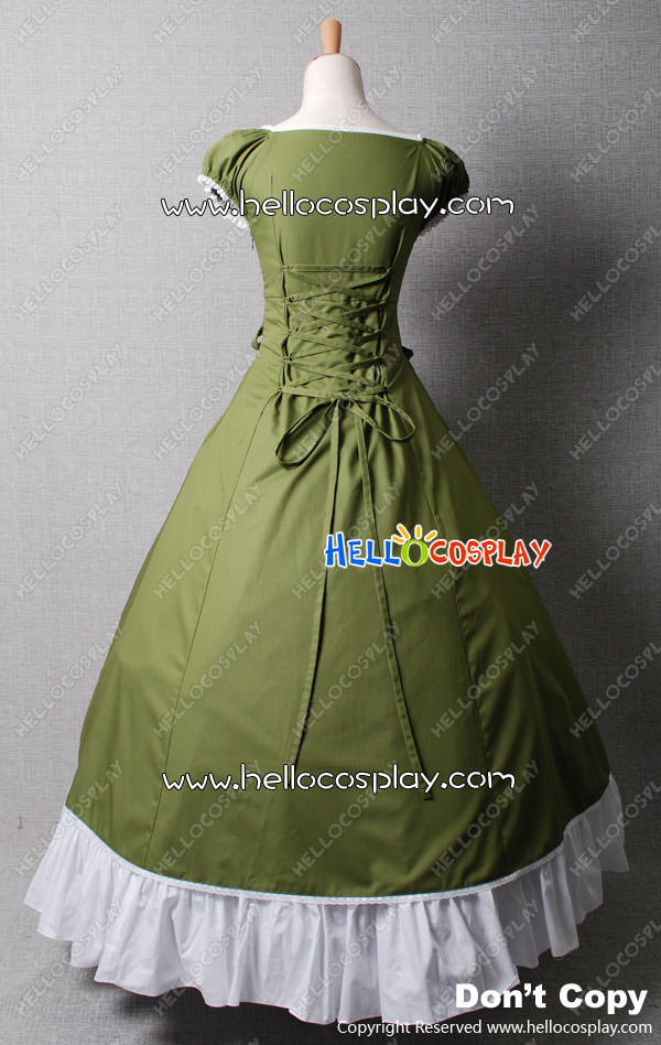 Colonial Cosplay Lolita Green Dress Ball Gown Prom New