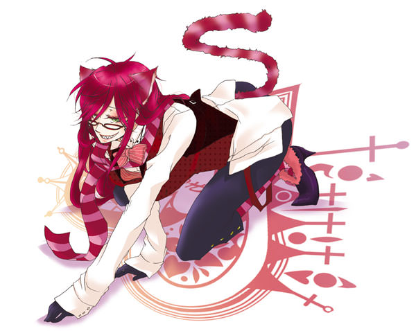 Black Butler Cosplay Kuroshitsuji in wonderland Grell Sutcliff Cheshire Cat Costume