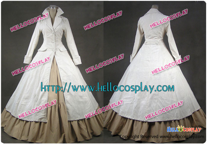 Renaissance Gothic Steampunk Velvet Coat Dress Ball Gown Cosplay
