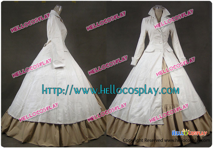 Renaissance Gothic Steampunk Velvet Coat Dress Ball Gown Cosplay