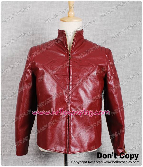 Smallville Clark Kent Red Leather Jacket Coat Costume