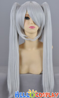 Silver Grey Cosplay Wig Clip-On Ponytails Silver Grey Cosplay Wig Clip-On Ponytails