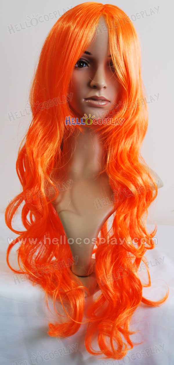 Long Hair Curls Styles. Orange Cosplay Long Curly Hair