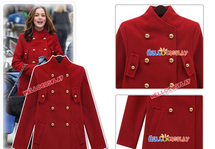 Gossip Girl Blair Waldorf Cosplay Costume Red Military Coat
