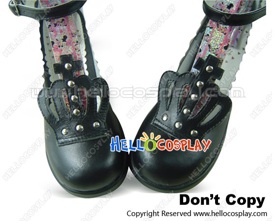 Black Imperial Crown Chunky Princess Lolita Shoes