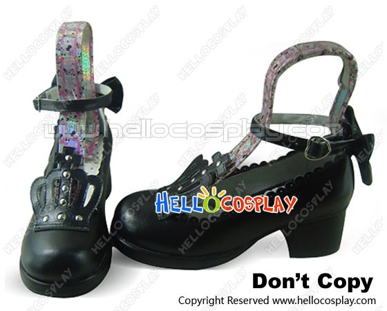 Black Imperial Crown Chunky Princess Lolita Shoes