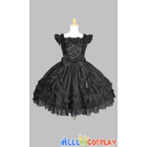 Victorian Gothic Lolita Punk Black Fluffy Dress