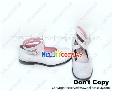 White Pop Crossing Straps Chunky Princess Lolita Shoes