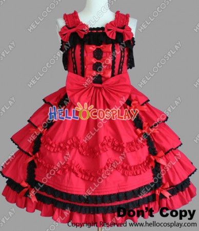 Sweet Lolita Gothic Punk Classical Red Dress