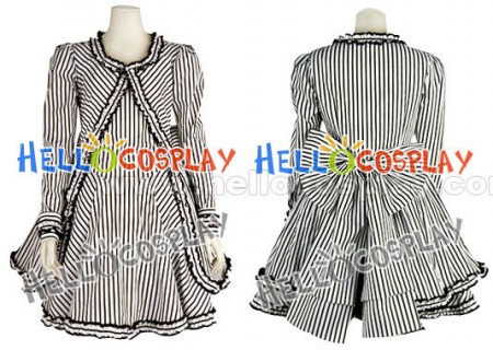 Black Butler Kuroshitsuji Cosplay Costume Stripe Dress