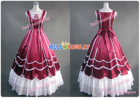 Civil War Gothic Southern Belle Ball Red Gown Dress