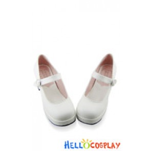 White Instep Strap Chunky Punk Lolita Shoes