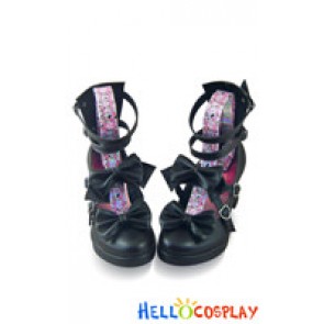 Brown Bows Straps Chunky Princess Lolita Shoes