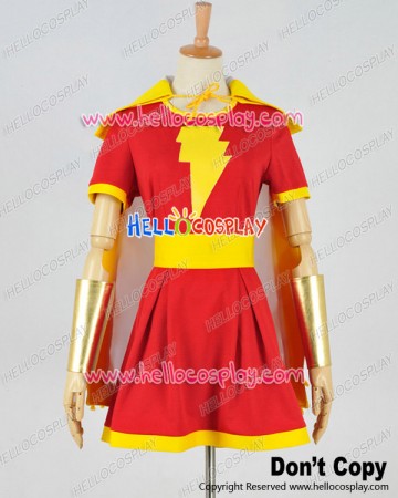 Captain Marvel Cosplay Mary Marvel Heroine Shawl Dress Costume