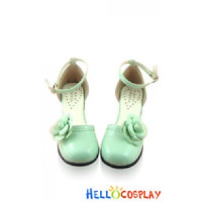 Mint Alice Flower Ankle Strap Chunky Sweet Lolita Shoes