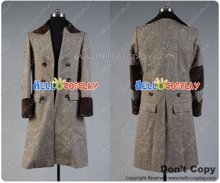 Doctor Cosplay Dr Wenge Brown Long Wool Trench Coat Costume