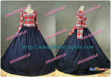 Civil War Victorian Ball Gown Cosplay Tartan Day Dress