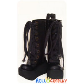 Black Lace Up Platform Japanese Gothic Lolita Boots