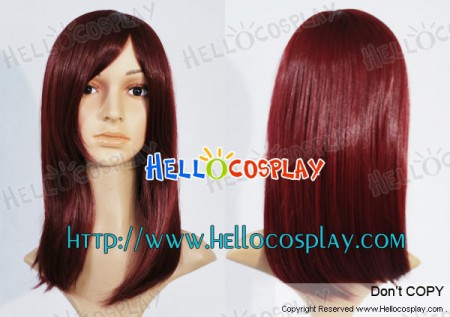 Dark Wine Red 45cm Cosplay Straight Wig