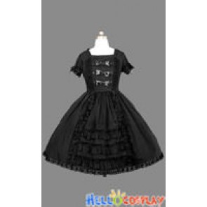 Gothic Lolita Punk Black Cotton Dress