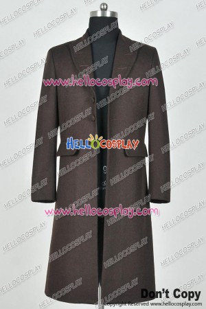 Doctor 4th Fourth Dr Tom Baker Trench Coat Cosplay Costume Dark Wool Version