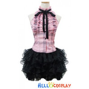 Angel Feather Cosplay Sweet Pink Plaid Dress Costume