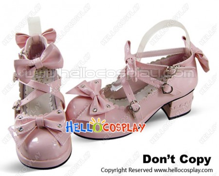 Cute Pink Ankle Straps Heart Shaped Buckle Sweet Lolita Shoes