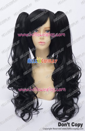 Wig Lolita Cosplay Curly Long Clip On Double Ponytails Black