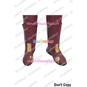 The Flash Shoes Barry Allen Cosplay Boots Red Leather