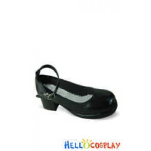 Black Single Strap Plain Chunky Princess Lolita Shoes