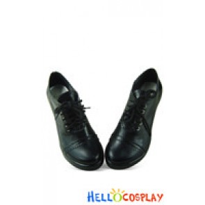 Black Lace Up Scalloped Gothic Lolita Ankle Shoes