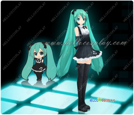 Vocaloid 2 Cosplay Project Diva Outfit Hatsune Miku Black Dress