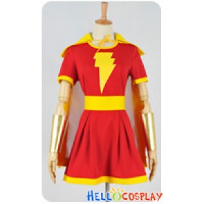 Captain Marvel Cosplay Mary Marvel Heroine Shawl Dress Costume