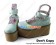 Punk Lolita Shoes Mint Green Wood Platform Zipper Ankle Straps