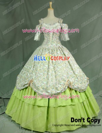 Victorian Civil War Ball Gown Prom Reenactment Clothing Steampunk Green Lolita Dress Costume