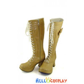 Beige Ruffle Lace Chunky Princess Lolita Boots