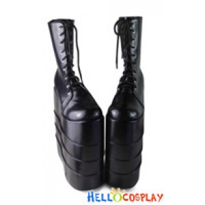 Gothic Lolita Queen Short Boots Gorgeous Black Up High Platform