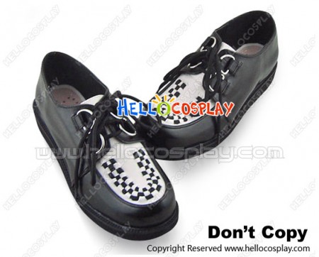 Black White Lacing Shoelace Platform Punk Lolita Shoes