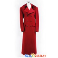 Doctor Cosplay Dr Dark Red Long Wool Trench Coat Costume