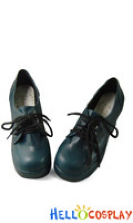 Dark Blue Lacing Shoelace Chunky Princess Lolita Shoes