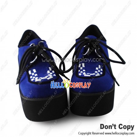 Punk Lolita Shoes Black And Blue High Platform Heel