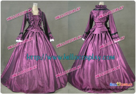 Victorian Civil War Ball Gown Prom Satin Evening Dress