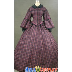 Civil War Victorian Tartan Reenactment Dress Ball Gown Day Dress