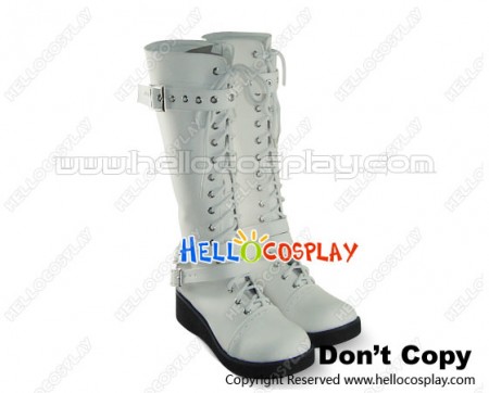 White Long Lacing Buckles Platform Princess Lolita Boots