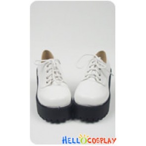 White Lace Shoelace Chunky Punk Lolita Shoes