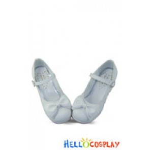 White Ruffle Bow Contract Chunky Sweet Lolita Shoes
