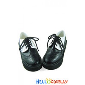 White Black Shoelace Platform Punk Lolita Shoes